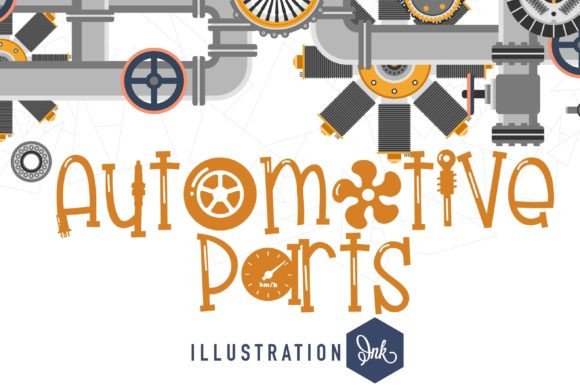 Automotive Parts: The Unique Display Font for Handmade Crafts